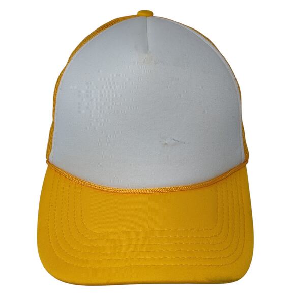 Ha Snapback Trucker Hat Yellow One Size Adjustable Lightweight Rope Mesh Back - Picture 1 of 9